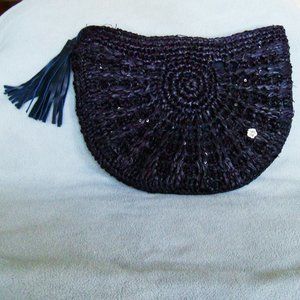 Florabella Purple Black Raffia Clutch